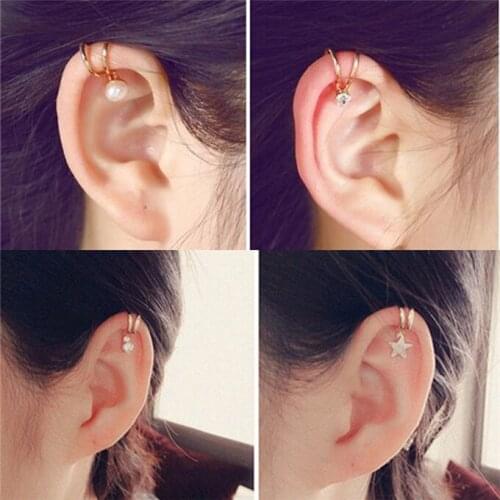 Simple Joker Alloy Moon Heart Earrings For Women Ear Clip U-Shaped Earrings Earless Butterfly Feminine Jewelry Party Wedding