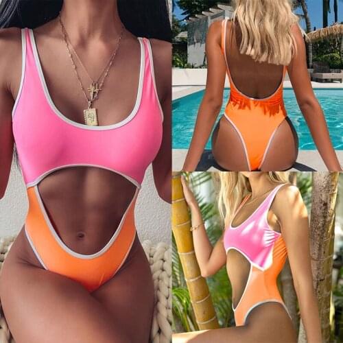 Women Swimwear 2020 Swimsuit Bodysuit One Piece Monokini Swimming Costume Cut Out Backless Beach Bathing Suits Female Bathers XL