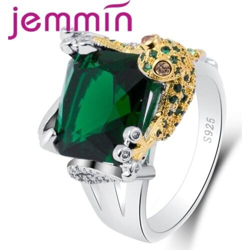 New Style Dark Green Crystal 925 Sterling Silver Grog Personality Ring Women Female Jewelry Bridal Birthday Gift