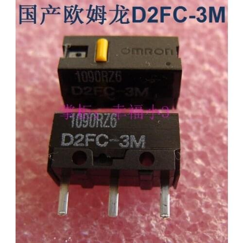 10pcs/lot 100% Genuine Omron Mouse Micro Switch Omron D2FC-3M Yellow Dot Mouse Button Made In China