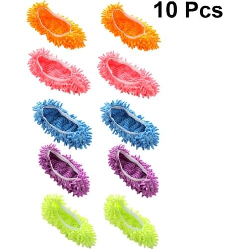 10PCS Chenille Dust Mop Slippers Foot Socks Mop Caps Multi-Function Floor Cleaning Lazy Shoe Covers Dust Hair Cleaner