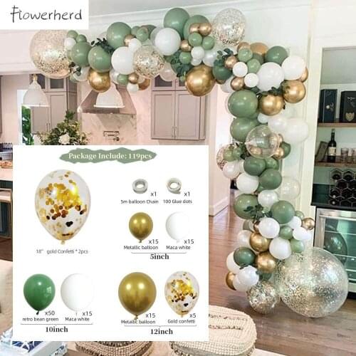 119 Pack Retro Avocado Green Balloon Arch Garland Kit Confetti Balloons Birthday Decorations Baby Shower Party Decoration