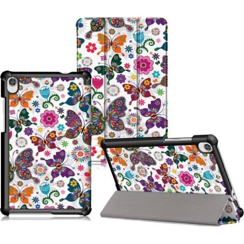 200PCS/Lot For Lenovo Tab M8 TB-8505 FHD TB-8705 Slim Print Cover 8'' Tablet Luxury Folding Stand PU Case