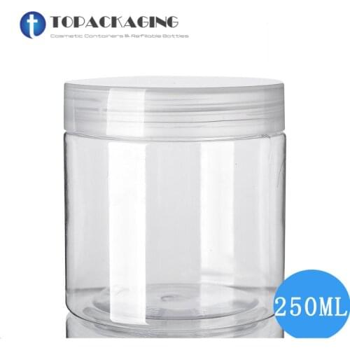 30PCS/LOT-250G Cream Jar,Empty Cosmetic Container,PET Plastic Cream Containers,Clear Cans With Screw Cap Sub-bottling