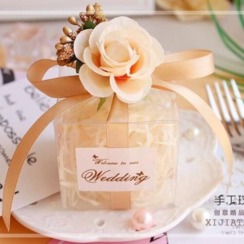 50Pc Transparent Plastic Gift Box Valentines wedding Favors For Guests Candy Bags Baby Shower Packaging Wholesale Party Supplies