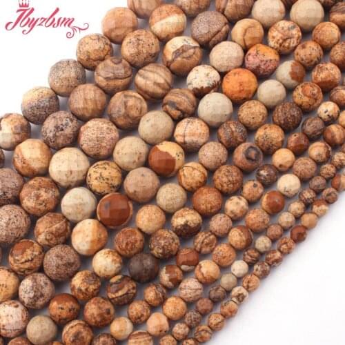 6,8,10,12mm Faceted Round Multicolor Picture Beads Natural Stone Beads For DIY Necklace Bracelet Jewelry Making 15"Free Shipping