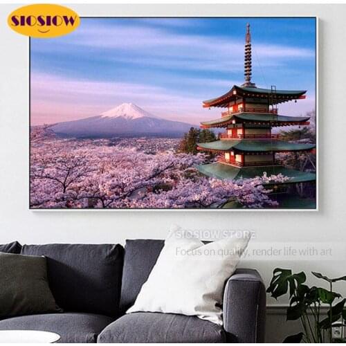5d Diy Diamond Embroidery Japanese Style Tower Cross Stitch 3D Diamond Painting Scenery World Famous Room Decoration Friend Gift