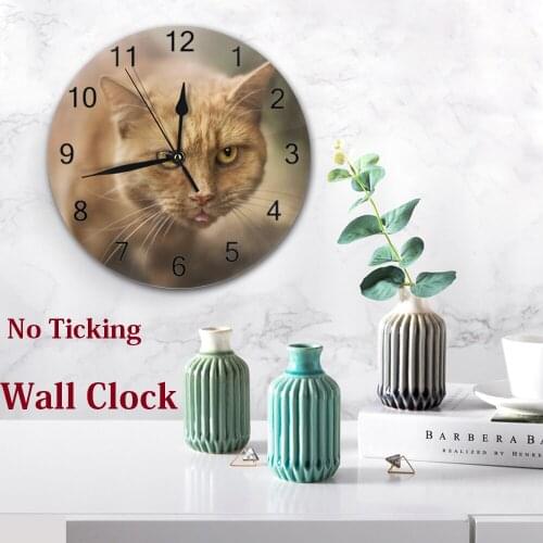 Lovely Cat Big 25CM Wall-Clock Decor Numeral Digital Dial Mute Silent Non-Ticking Battery Operated Clocks for Bedroom livinghome