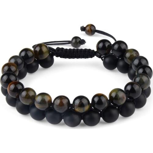 Natural Blue Tiger Eyes Stone Bracelet Classic Handmade Braid Lucky Energy Beads Adjustable For Men