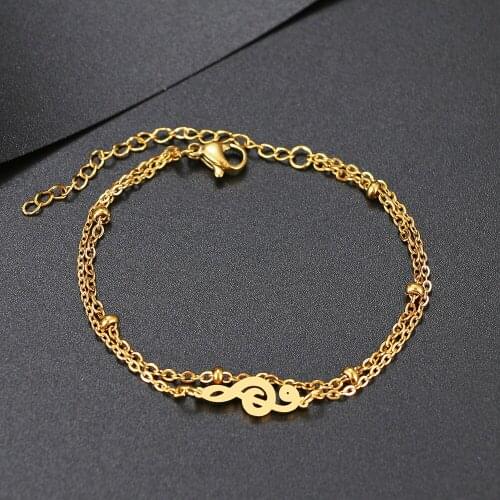 Stainless Steel Bracelets Artist musical notation Classic Fashion Style Double Layer Bracelet For Women Fine Fashion Jewelry