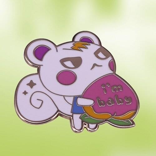 New horizons cute Squirrel Peach Baby Enamel Pin pocket camp new leaf wild world brooch badge