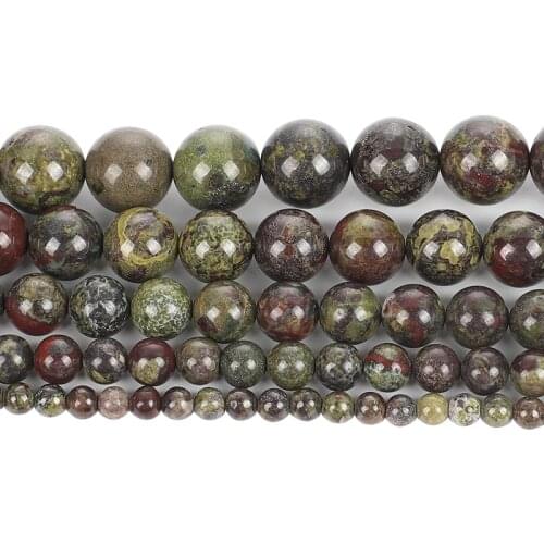 Natural Stone Bloodstone Red Charm Round Loose Beads For Jewelry Making Needlework Bracelet DIY Pick Size Strand 4/6/8/10/12 MM