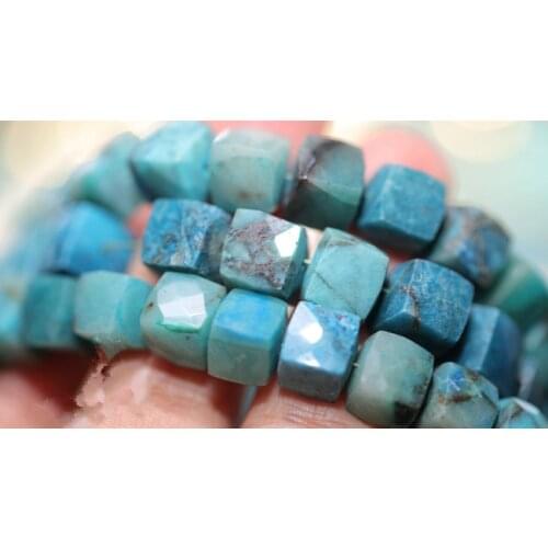 Loose beads CHRYSOCOLLA SQUARE GREEN faceted 6-8mm 20CM for DIY jewelry making FPPJ wholesale beads nature gem stone