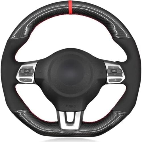 Car Steering Wheel Cover Soft Black Carbon Fiber Suede For Volkswagen Golf 6 GTI MK6 VW Polo GTI Scirocco R Passat CC R-Line