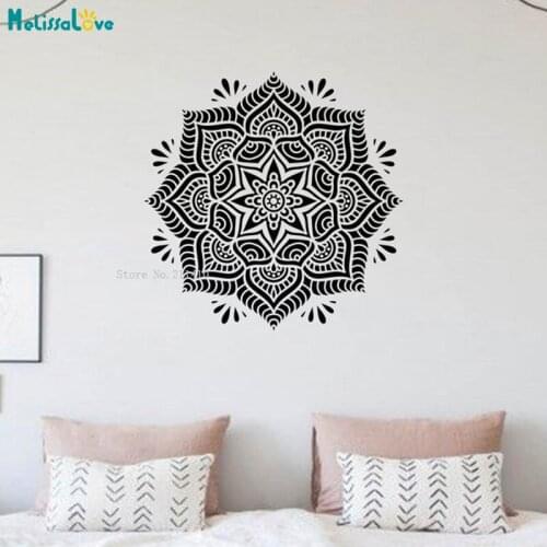 Exquisite Yoga Wall Stickers Home Decor Lotus Flower Decals Living Office Room Indian Self-adhesive Murals Vinyl YT5448