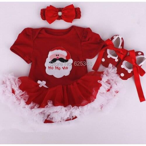 Retail 2018 baby rompers for christmas clothes baby girl clothes with hair band and shoes Cartoon suit girls christmas costumes