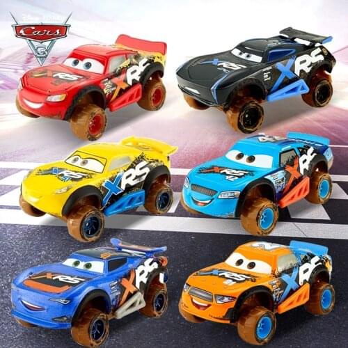 1:55 Disney Pixar Cars 3 XRS Mud Racing Metal Diecast Car Model Toy Lightning McQueen Jackson Storm Off-Road Car Toy Gift GBJ35