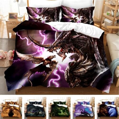 Fashion 2/3pcs 3D Digital Dinosaurs Printing Duvet Cover Sets 1 Duvet Cover + 1/2 Pillowcases Twin Double Full Queen King