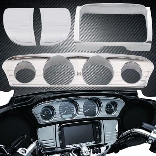 Motorcycle Chrome Deluxe Tri Line Stereo Trim Cover For Harley 14-later Electra Glide Street Glide Ultra Limited Tri Glide