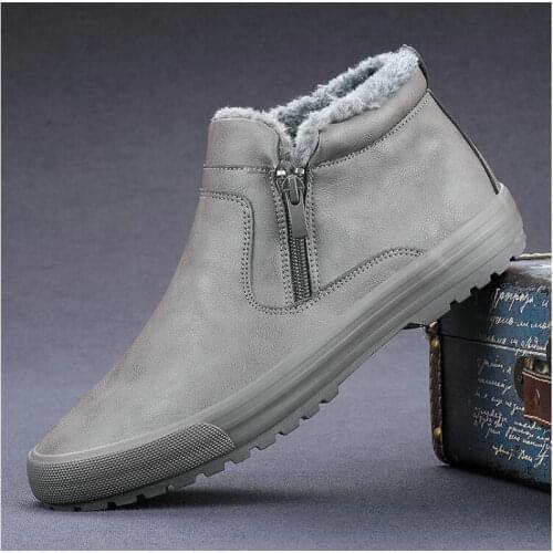 Male Shoes Adult Casual Quality Rubber Ankle Warm Boots Fashion Winter With Fur Snow Boots For Men Sneakers A21-86