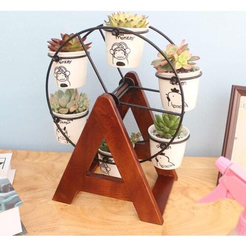 Meaty Desktop Mini Flower Stand Solid Wood Office Small Flower Stand Window Sill Fleshy Small Plant Meat Flower Pot Rack