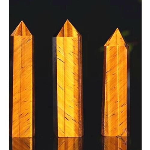 Natural yellow tiger eye quartz crystal wand gem healing household decorative arts and crafts