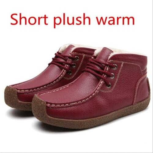 2020 New Style Genuine Cowhide Retro Casual Front Lace-up Flat Waterproof and Warm Winter Shoes; High-end Womens Boots