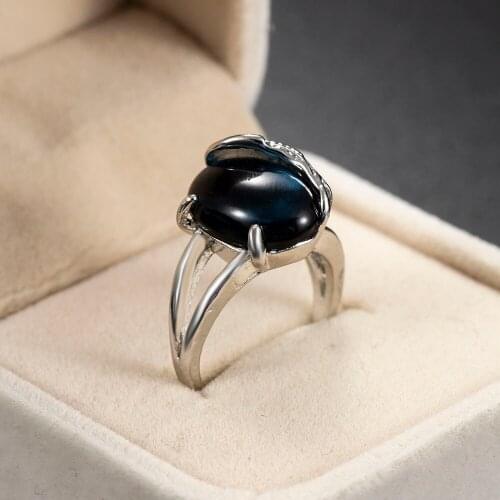 New Fashion Engagement Design Rings for Women Angel Wings Blue Stone Elegant Rings Female Wedding Jewelry Gifts for Girls Sale