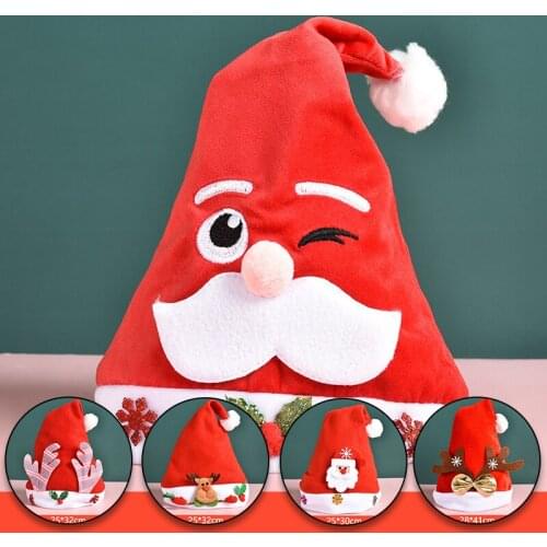 New Christmas Hats Christmas Ornaments Decor Adult Child Cute Cartoon Santa Claus Reindeer Caps Xmas New Year Party Decor Gifts