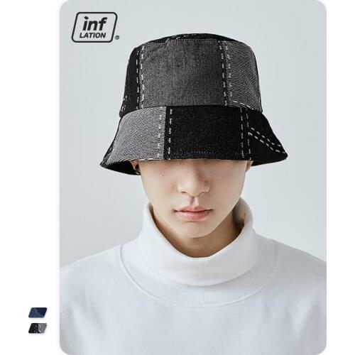 INFLATION Summer Men Bucket Hat Color-Block Outdoor Men Bucket Hat Women Summer Sun Hat 100% Cotton Streetwear Men Bucket Hat