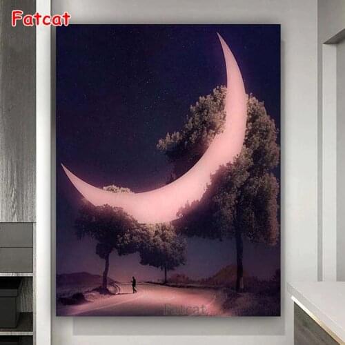 Full square Rhinestones diy diamond painting Fantasy moon tree landscape Diamond Embroidery Mosaic Diamond puzzle picture PP2660