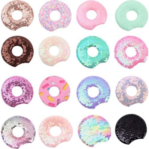 10Pair 3.3''Doughnut Sequin Mickey Mouse Ear For Girl Glitter Headband Kid Birthday Party Halloween Children DIY Hair Accessorie