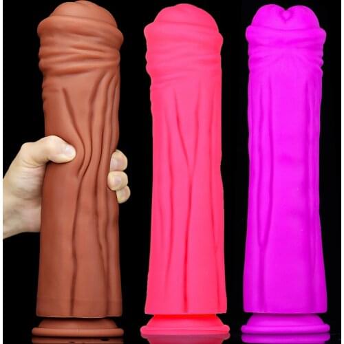 Liquid silicone Realistic Dildo with Powerful Sucker Real Glans and Raised Testicles Real Anal Plug Perfect Anal Dildo Big Penis