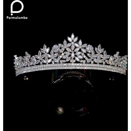 Luxury Zircon Wedding Hair Crystal Headwear Bridal Crown CZ Tiaras Wedding Hair Accessories Headpieces Head Jewelry