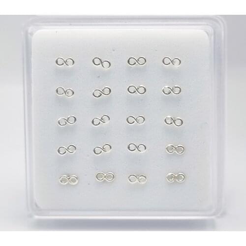 925 Sterling Silver 8 Shape Nose Stud Nariz Piercing Nostrial Jewelry 20pcs/lot