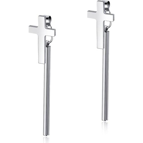 Fashion Cross Stud Earrings Men Titanium Steel Tassel Cartilage Earrings Punk Jewelry For Women Girl Friendship Gifts pendientes