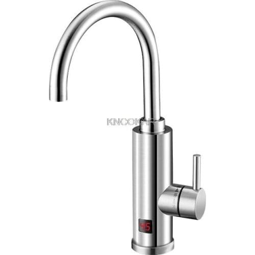 Electric Water Heater Tap Instant Hot Water Heater Stainless Steel 360 Degree Rotation Kitchen Faucet with Temperature Display