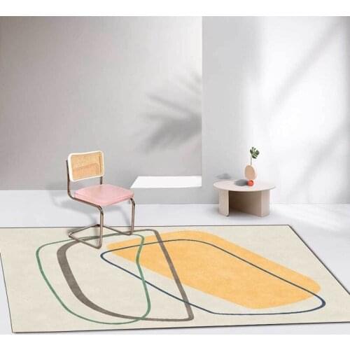 Modern Minimalist Style Carpet Morandi Geometric Print Living Room Sofa Table Non-Slip Floor Mat Bedroom Bath Hallway Area Rugs