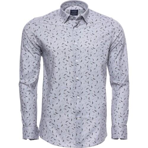 Light Grey Patterned Mens Shirt Wessi