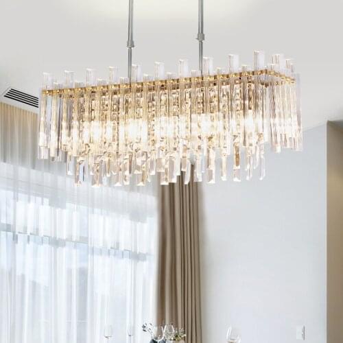 LED Modern Crystal Chandeliers Lights Fixture American Round Rectangle Chandelier Hall Bed Room Living Room Home Indoor Lighting