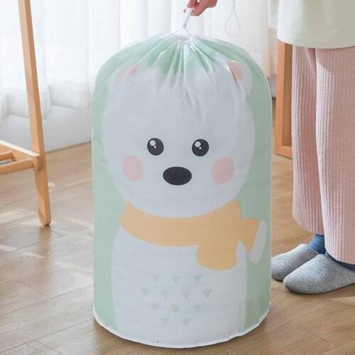 Waterproof Storage Bag Cartoon Print Drawstring Pouch Clothes Blanket Quilt Sweater Box Foldable Travel Luggage Organizer Bag Z3