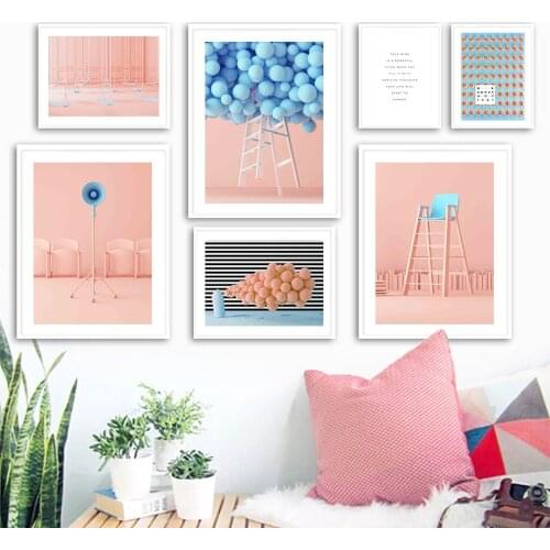 Balloon Horn Ladder Fashion Chair Swing Wall Art Canvas Painting Nordic Posters And Prints Wall Pictures For Living Room Decor