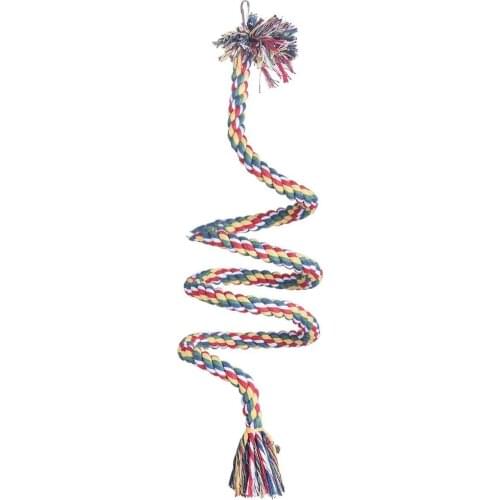 Bird Colorful Spiral Cotton Rope Perch Parrot Bungee Bite Toy with Bell for Budgies Parakeet Cockatiels Conure Lovebird Finch