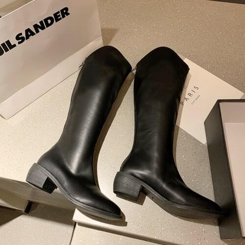 Women Beige High Heels Long Boots 2021 Lady Riding Cowboy Boots Winter Designer Pointed Toe Knee Thigh High Boots Femmes Bottes