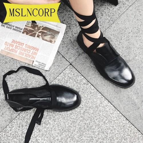 Plus Size 34-44 Women Oxford Flat Spring Shoes for Woman Genuine Leather Flats Summer Brogues Vintage Laces Loafers Casual Shoes