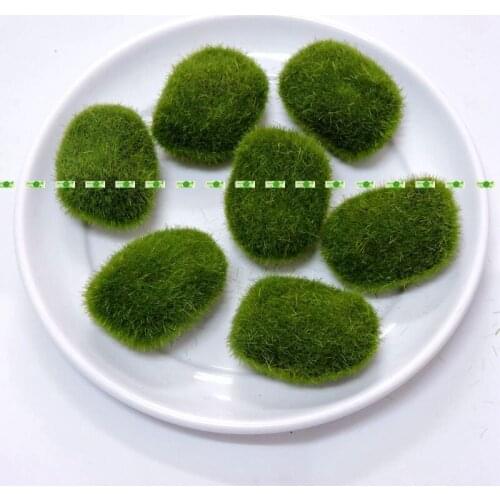 100pcs Foam 5cm Artificial Bryophytes Grass Moss Rock Fuzzy Stone House Plant Bonsai in Flower Vase Wedding Home Decor Green