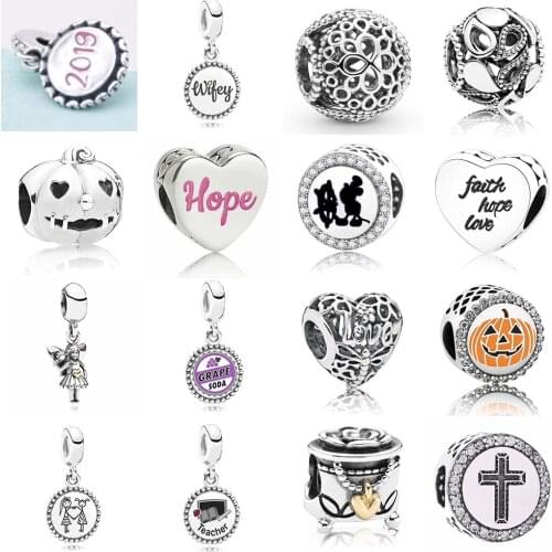 2019 NEW 100% Sterling Silver Dangle Charm Hippo Mask Treasure Chest Leaves Elephant Car Strawberry Heart Shaped Beaded Limit