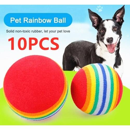 2021 Hot Sale Interactive Cat Toys Ball Play Chewing Rattle Scratch Training Attract Entertain Rainbow Dog Cat Toy Balls