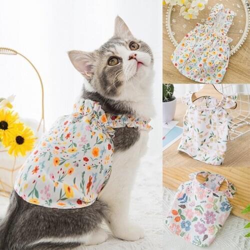 2021 Summer Breathable Dog Cat Flower Vest Cute Flower Dog Slip Dress Clothes For Small Dogs Puppy Chihuahua Yorkshire Clothing