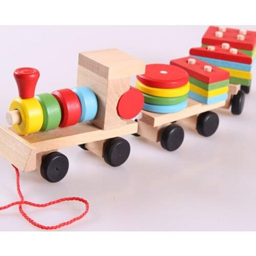 2021 Kids Baby Developmental Toys Wooden Train Truck Learning Toys For Children Geometric Blocks Wonderful Gift Toy